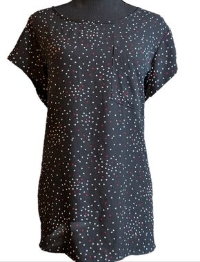 Reitmans Ressentials Black Mini Heart Print Tee Shirt Tunic Plus Size 2X Pocket